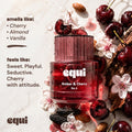 Equi Amber & Cherry inspired by Tom Ford Lost Cherry perfume bottle with cherries, almond, and vanilla.