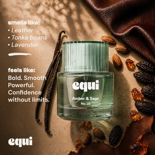 Equi Amber & Sage inspired by Tom Ford Fucking Fabulous perfume bottle with leather, tonka bean, and lavender.