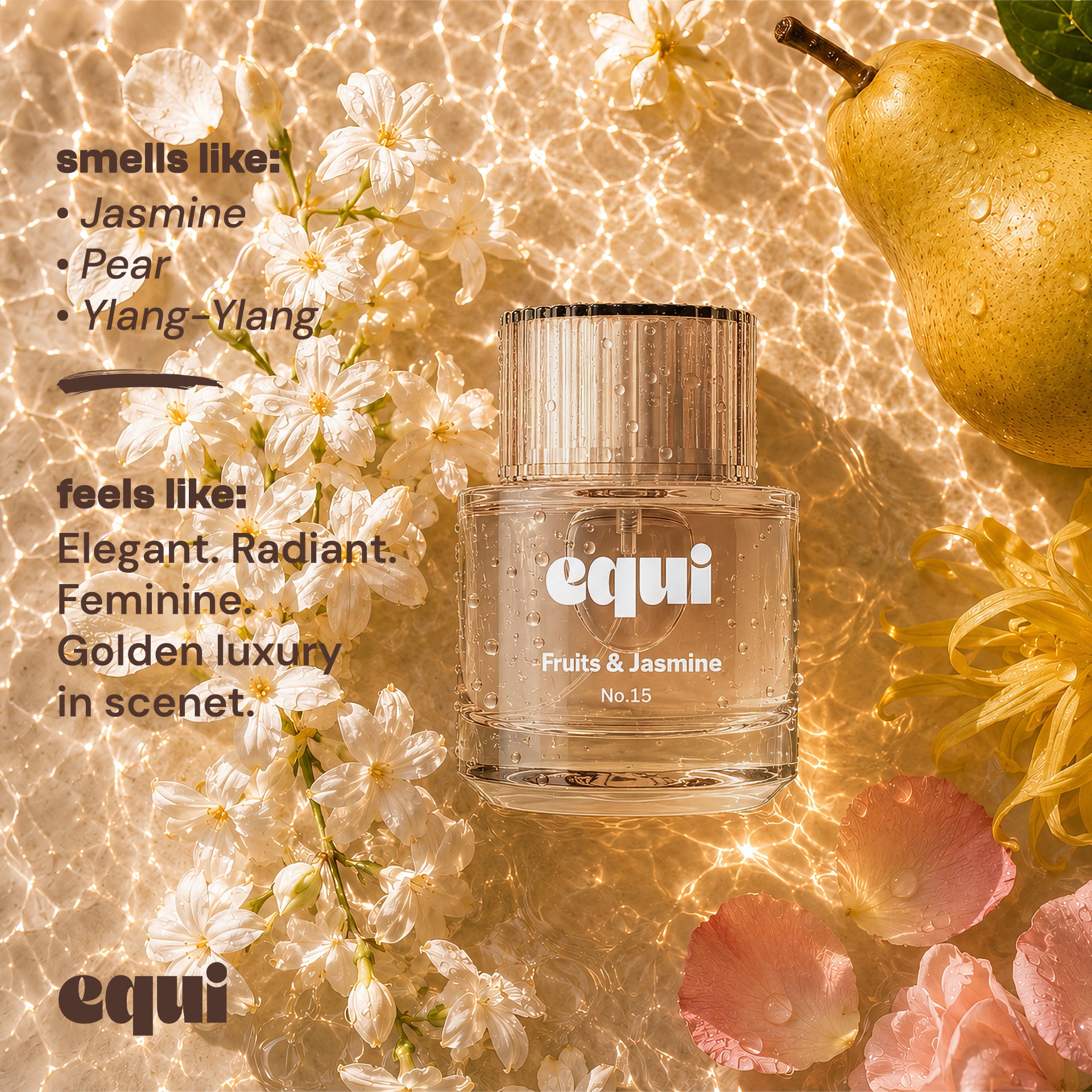 Equi Fruits & Jasmine inspired by Dior J'adore perfume bottle with jasmine, pear, and ylang-ylang.