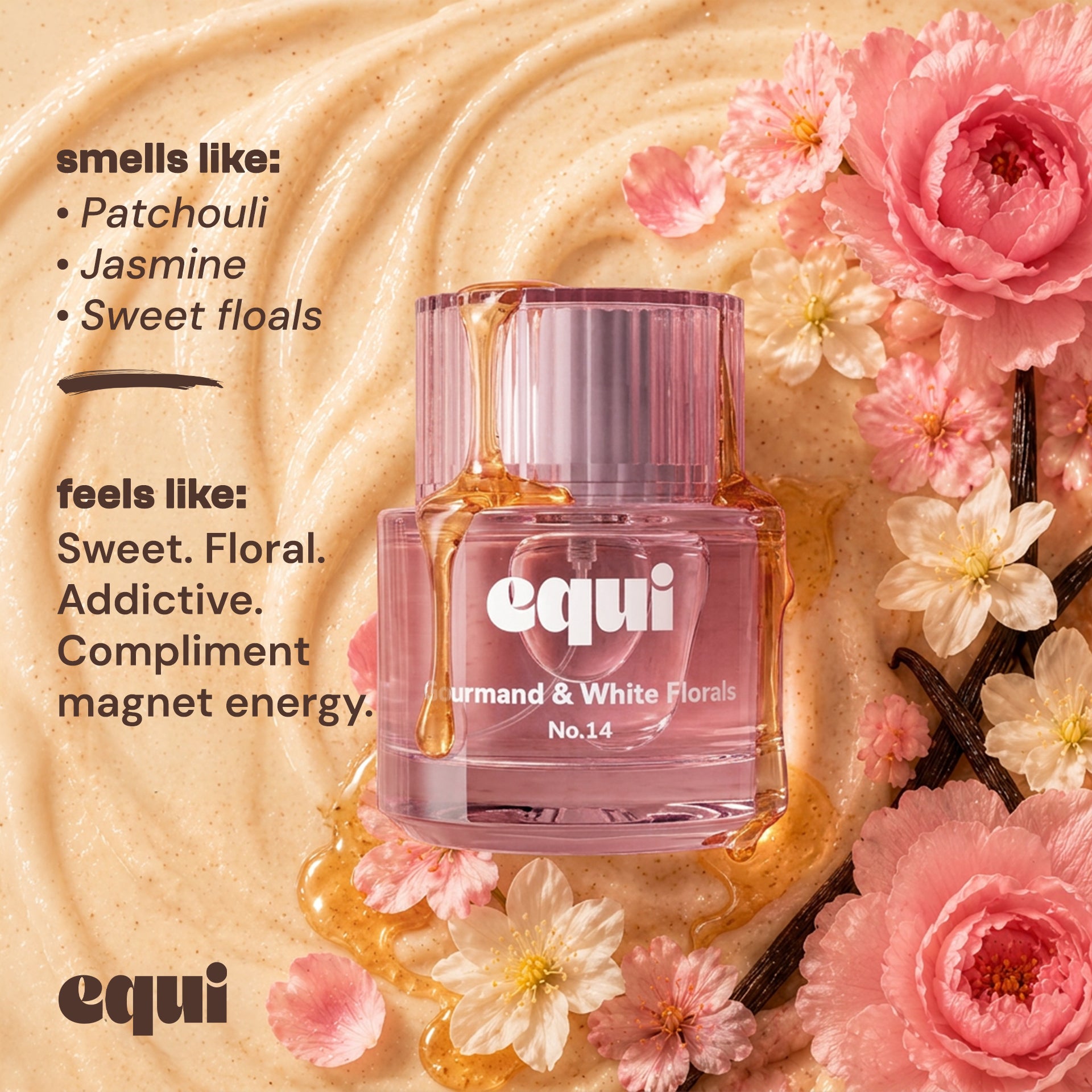 Equi Gourmand & White Florals inspired by Viktor & Rolf Flowerbomb perfume bottle with patchouli, jasmine, and sweet florals.